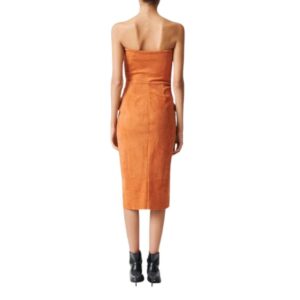 STOULS MONA STRAPLESS LEATHER DRESS