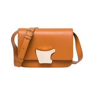 SANTONI BROWN LEATHER CROSSBODY BAG