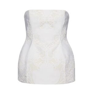 MAGDA BUTRYM STRAPLESS HOURGLASS CORSET IN WHITE LACE