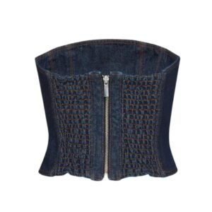 MAGDA BUTRYM STRAPLESS STITCH CORSET IN NAVY