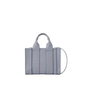 CHLOE MINI WOODY TOTE BAG STORM BLUE
