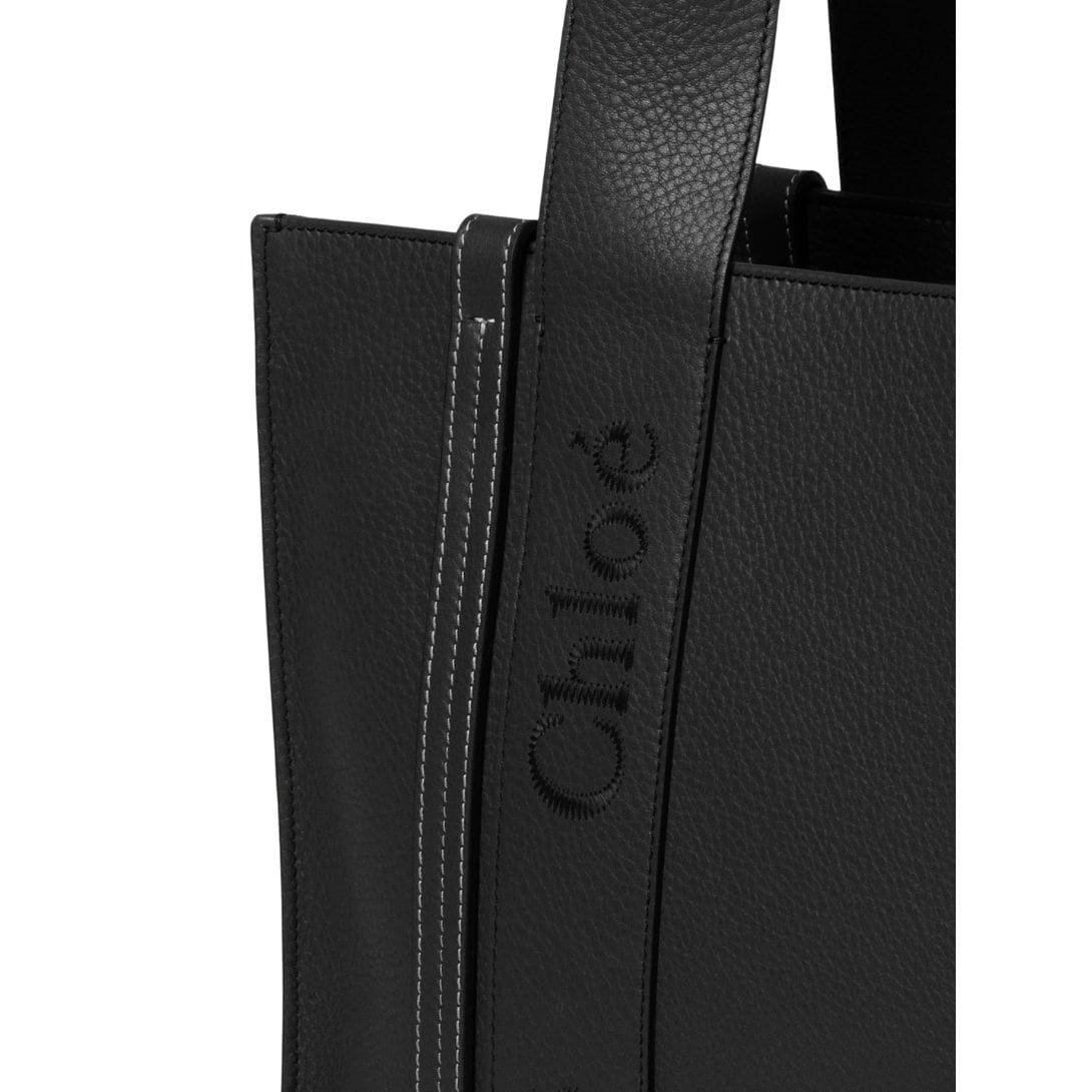 CHLOE MEDIUM WOODY TOTE BAG BLACK - Image 3
