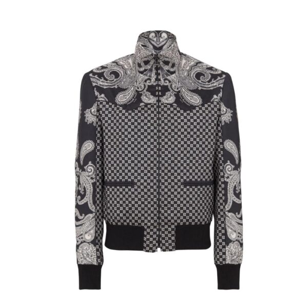 BALMAIN MINI MONOGRAM AND PAISILEY BOMBER JACKET