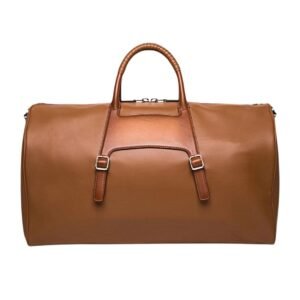 SANTONI BROWN LEATHER MEDIUM WEEKEND BAG