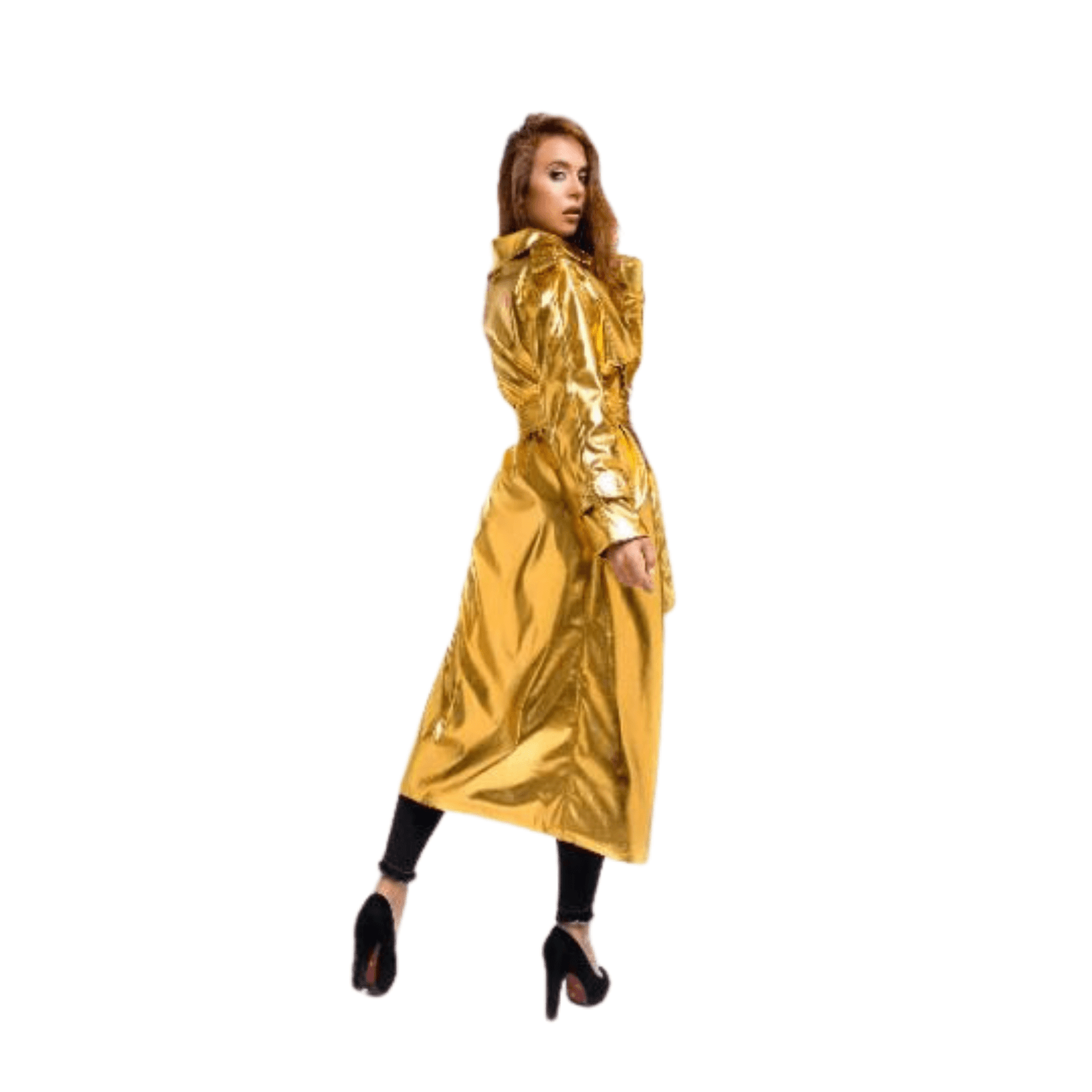 Gold Leather Coat Women - Image 6
