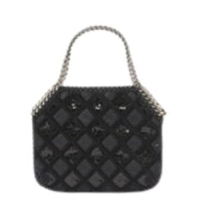 STELLA MCCARTNEY FALABELLA CHECKED SEQUIN EMBROIDERY EVENING TOTE BAG