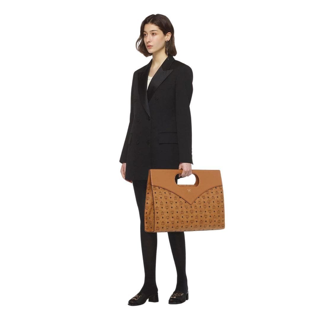 MCM DIAMOND TOTE IN VISETOS LEATHER MIX COGNAC - Image 6