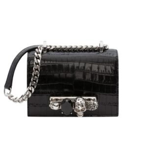 ALEXANDER MCQUEEN WOMANS MINI JEWELLED SATCHEL IN BLACKSILVER