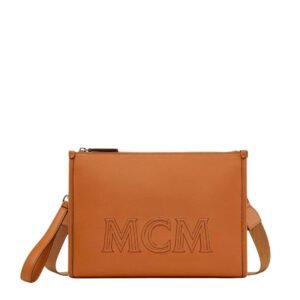 MCM LARGE AREN CROSSBODY POUCH IN SPANISH CALF LEATHER COGNAC