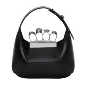 ALEXANDER MCQUEEN WOMENS THE JEWELLED HOBO MINI BAG IN BLACK