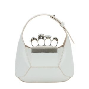 ALEXANDER MCQUEEN WOMENS THE JEWELLED HOBO MINI BAG IN WHITE