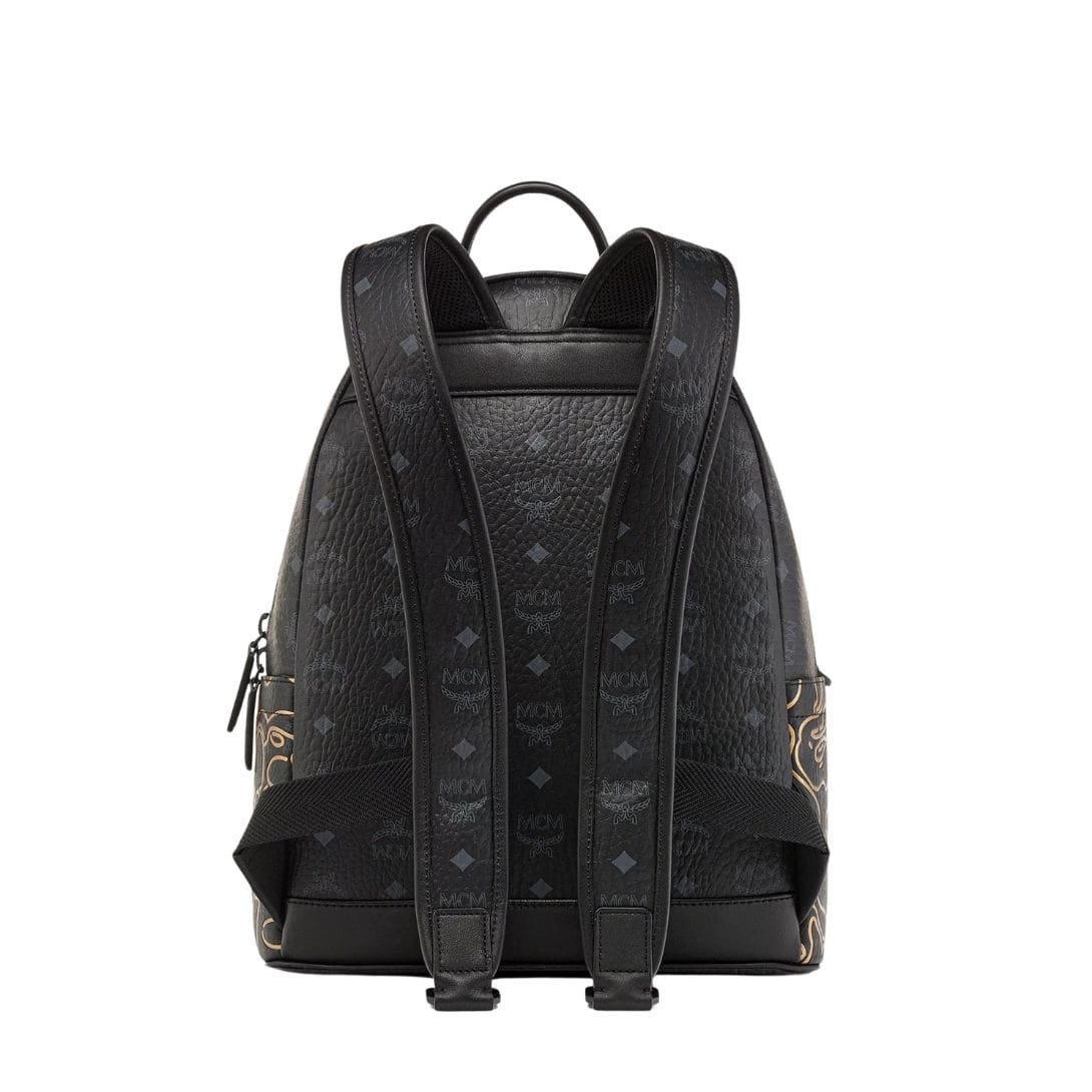 MCM SMALL-MEDIUM X BAPE STARK BACKPACK IN VISETOS BLACK - Image 5