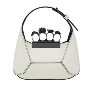 ALEXANDER MCQUEEN WOMENS THE JEWELLED HOBO MINI BAG IN SOFT LVORY