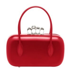 ALEXANDER MCQUEEN WOMENS THE REVERSE CLUTCH IN BLOOD RED