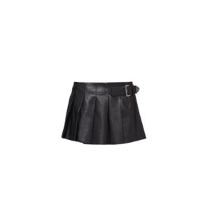 PRADA PLEATED LEATHER SKIRT