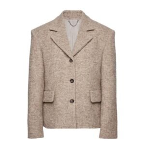 MAGDA BUTRYM SINGLE BREASTED SHORT ALPACA COAT IN BEIGE