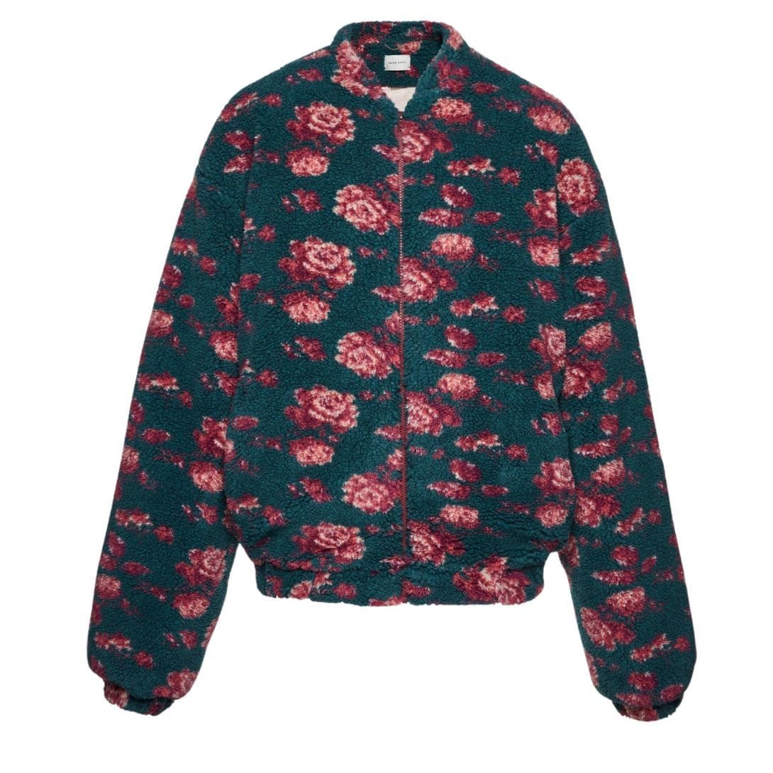 MAGDA BUTRYM OVERSIZED FLEECE IN DARK GREEN FLORAL PRINT