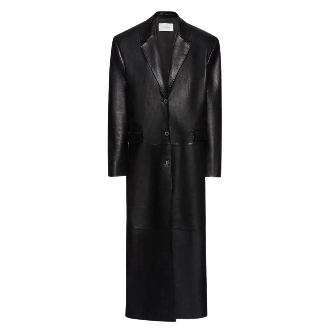 MAGDA BUTRYM SINGLE BREASTED LEATHER COAT IN BLACK