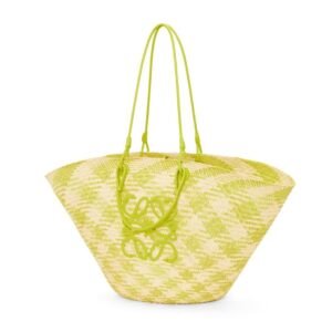 LOEWE LARGE ANAGRAM BASKET BAG IN IRACA PALM AND CALFSKIN