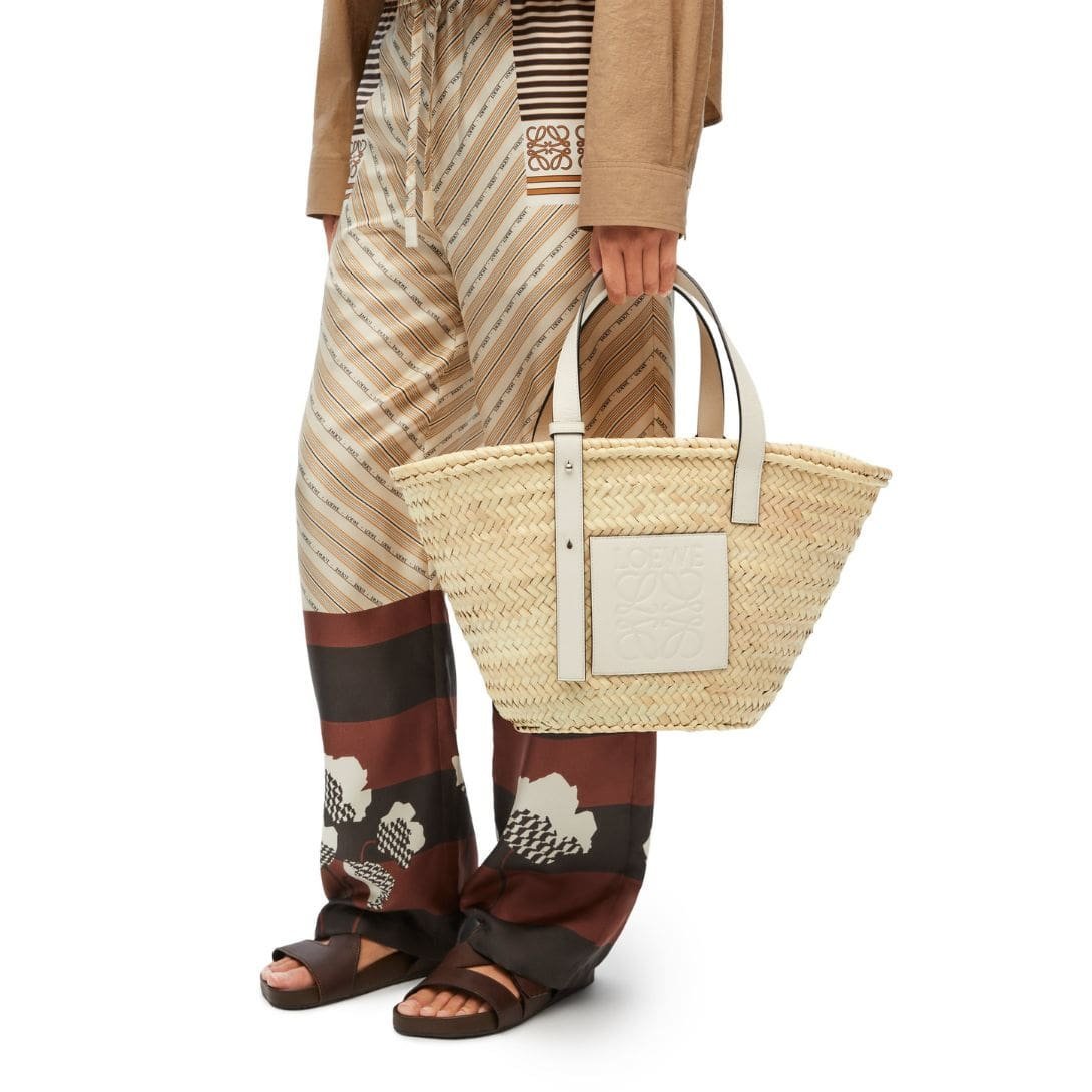 LOEWE BASKET BAG IN PALM LEAF AND CALFSKIN - Image 6