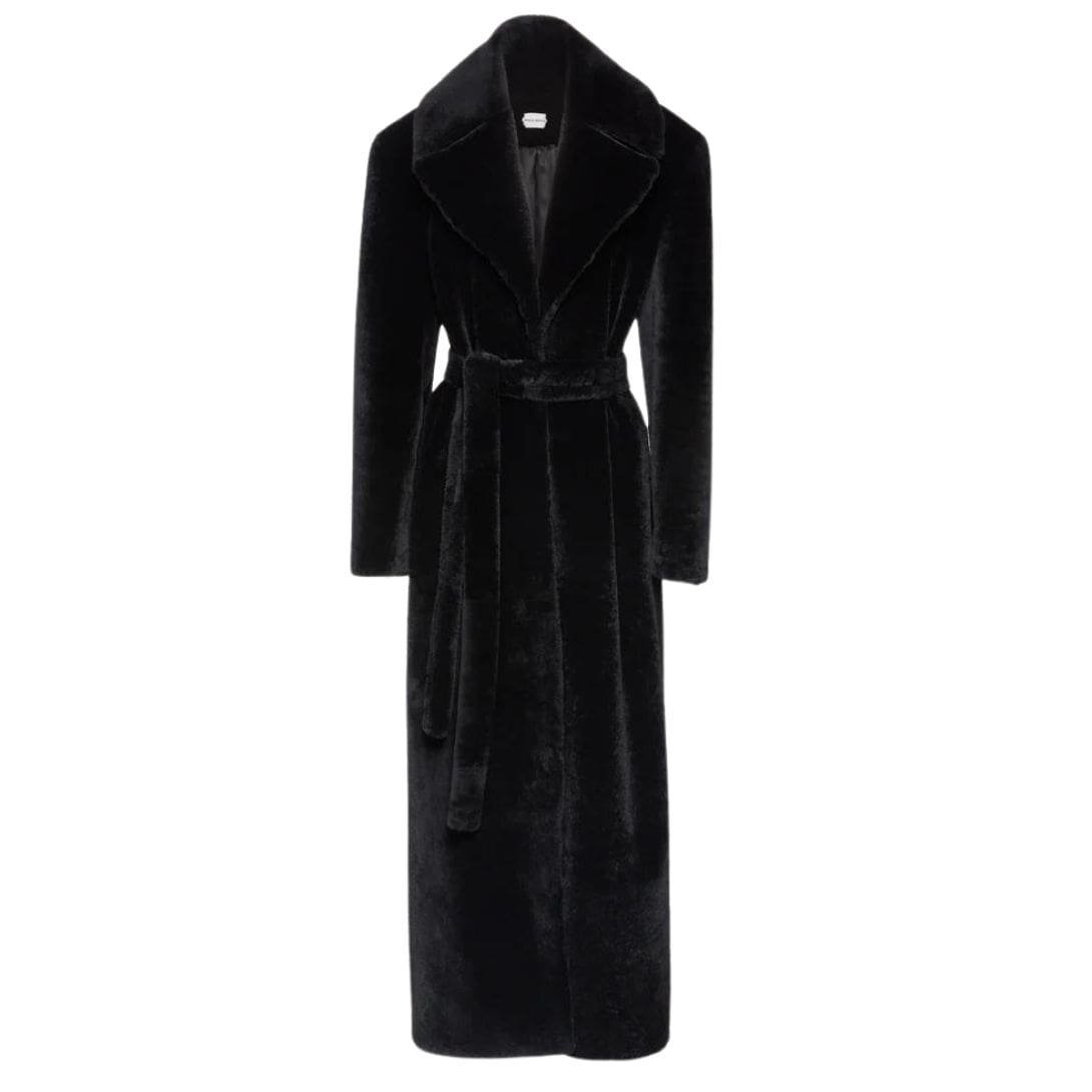 MAGDA BUTRYM LONG SHEARLING COAT IN BLACK