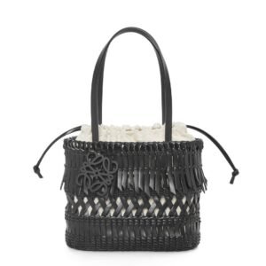 LOEWE SQUARE BASKET FRINGED BAG IN CALFSKIN