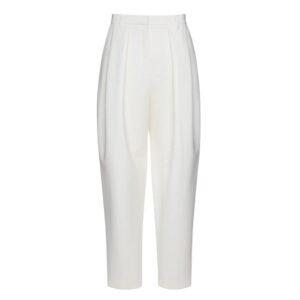 MAGDA BUTRYM TAPERED WOOL TROUSERS IN CREAM