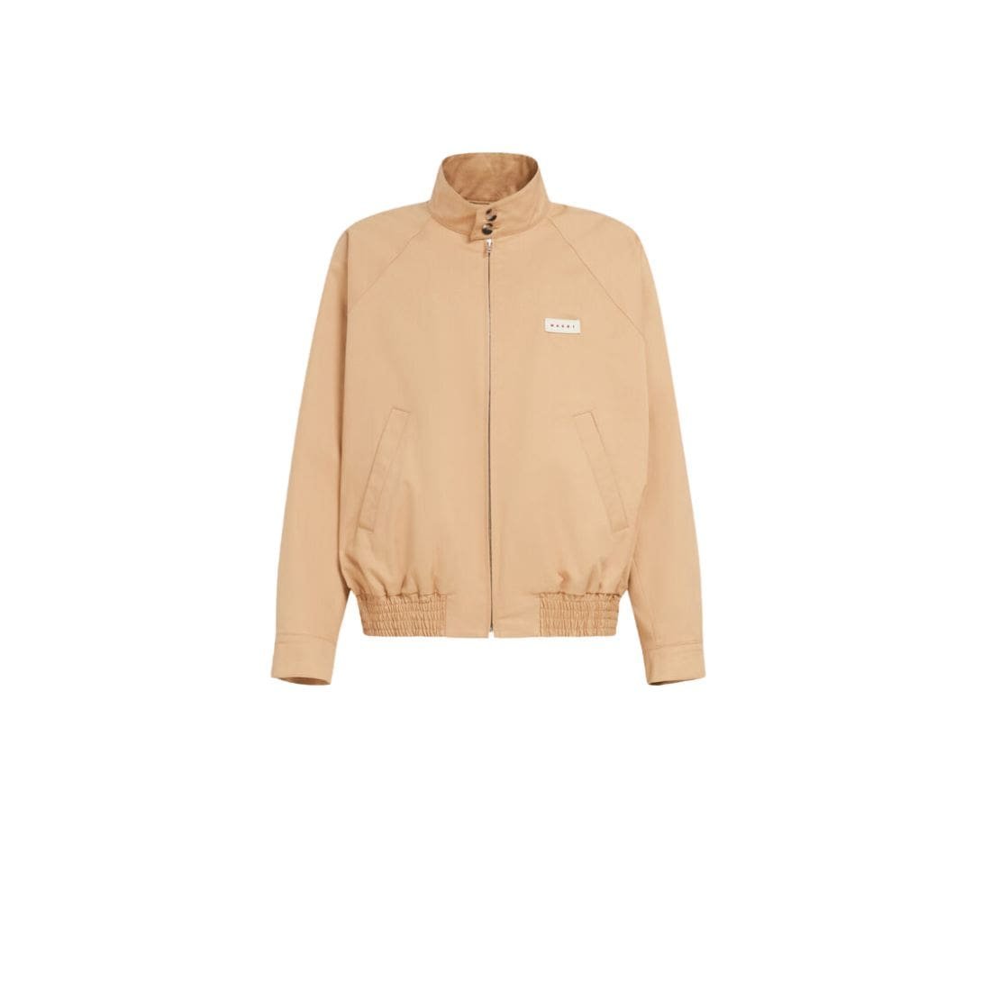 MARNI BEIGE ORGANIC GABARDINE OVERSIZED BOMBER