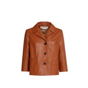 MARNI BROWN NAPPA LEATHER JACKET