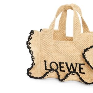 LOEWE FONT TOTE SMALL BAG IN RAFFIA