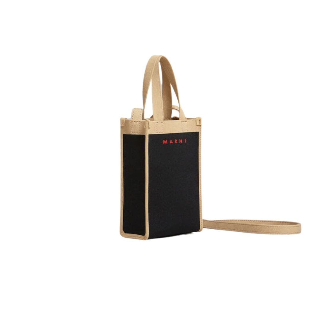 MARNI BLACK AND BEIGE JACQUARD MINI SHOULDER BAG - Image 2