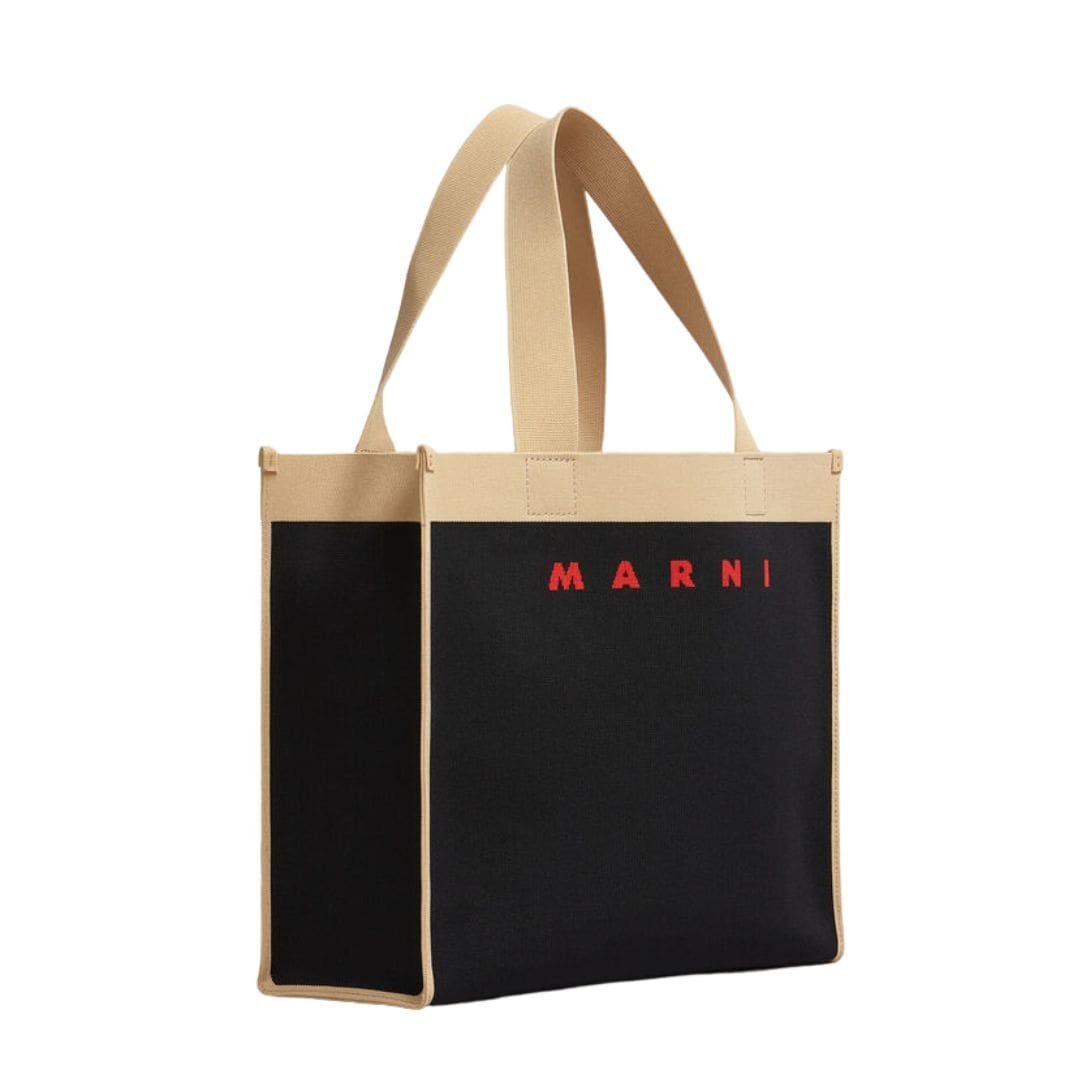 MARNI BLACK AND BEIGE JACQUARD SHOPPING BAG - Image 2