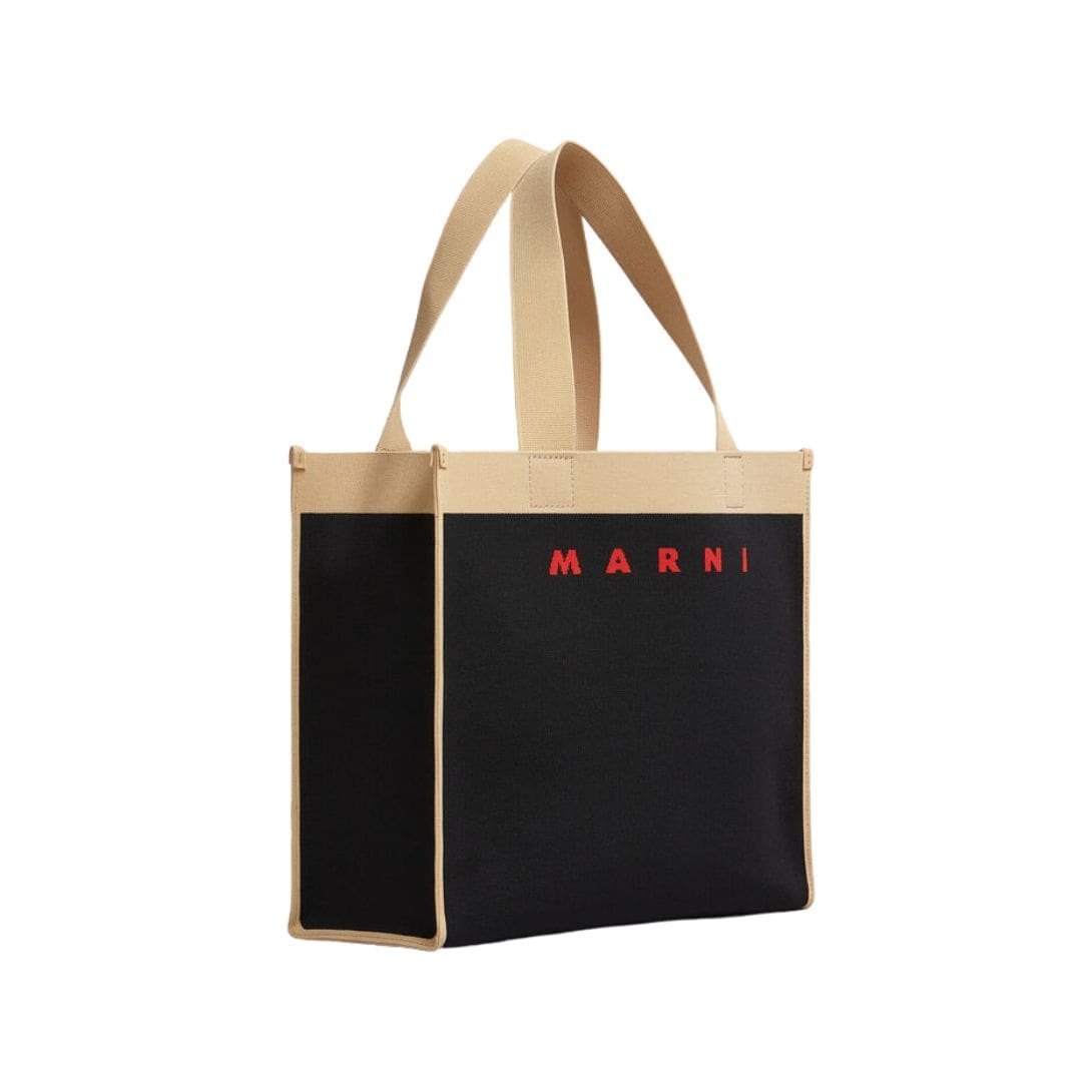 MARNI BLACK AND BEIGE JACQUARD SHOPPING BAG - Image 2