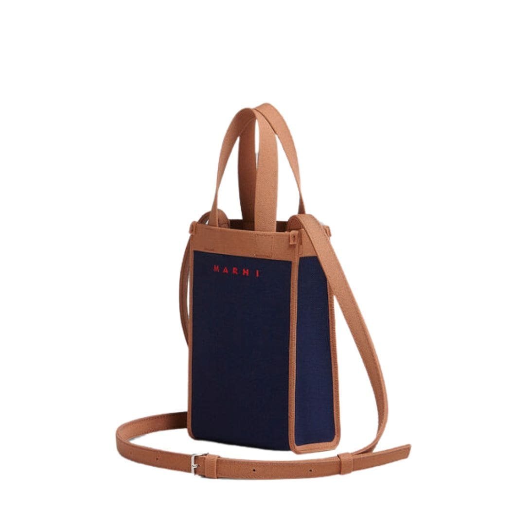 MARNI BLUE AND BROWN JACQUARD SHOULDER BAG - Image 5