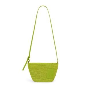 LOEWE MINI SLIT CLUTCH BAG IN RAFFIA AND CALFSKIN