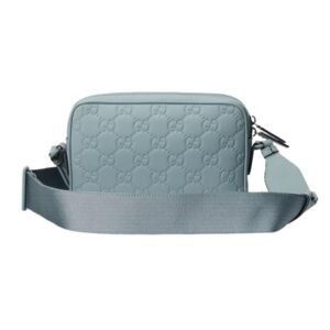 GUCCI GG RUBBER EFFECT CROSSBODY BAG IN LIGHT BLUE