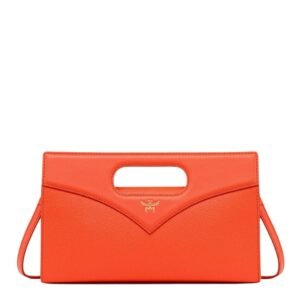 MCM Diamond Tote in Embossed Leather orangeade