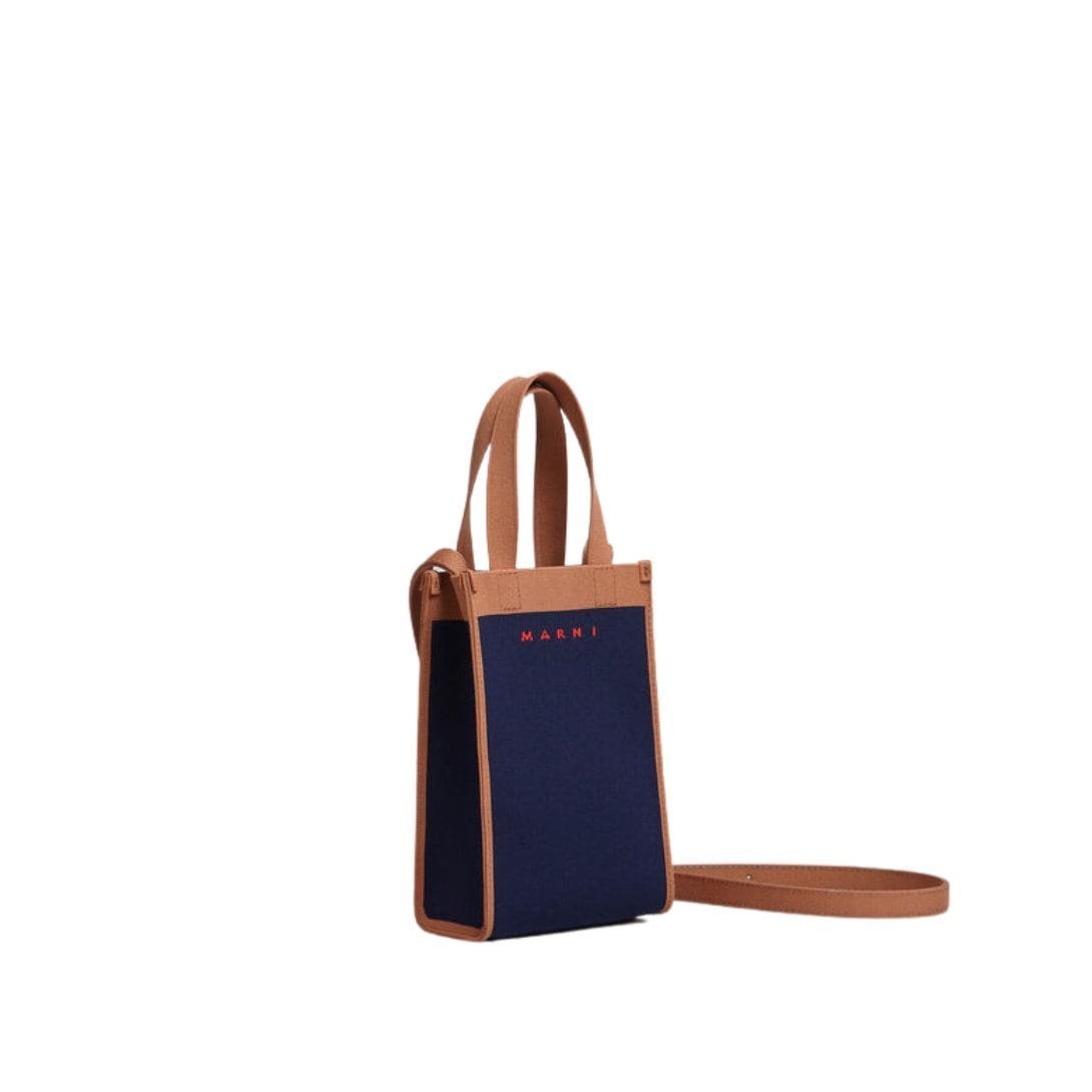 MARNI BLUE AND BROWN JACQUARD SHOULDER BAG - Image 3