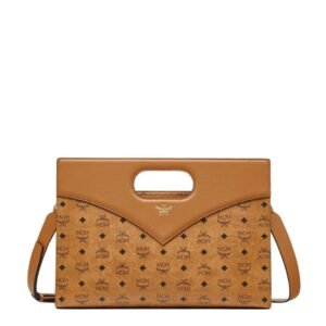 MEDIUM DIAMOND TOTE IN VISETOS LEATHER MIX COGNAC