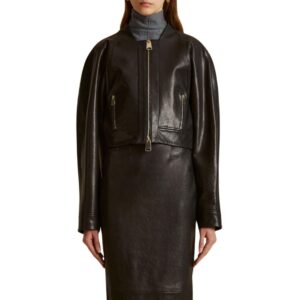 KHAITE THE GRACELL JACKET IN BLACK LEATHER