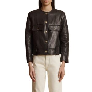 KHAITE THE LAYBIN JACKET IN BLACK LEATHER