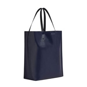 MARNI MUSEO SOFT LARGE BAG IN BLACK AND BLUE LEATHER