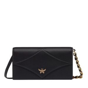 MCM LARGE DIAMOND CHAIN WALLET IN SPANISH CALF LEATHER BLACK