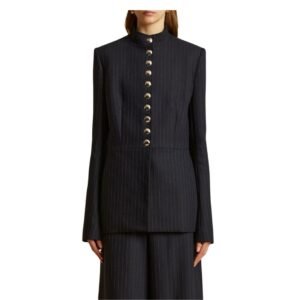 KHAITE THE SAMUEL JACKET WITH NAVY AND WHITE STRIPS