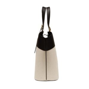 MCM LARGE HIMMEL TOTE IN CANVAS LEATHER MIX BLACK