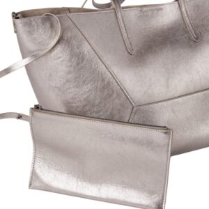 BRUNELLO CUCINELLI  LAMÉ CALFSKIN SHOPPER BAG WITH MONILI