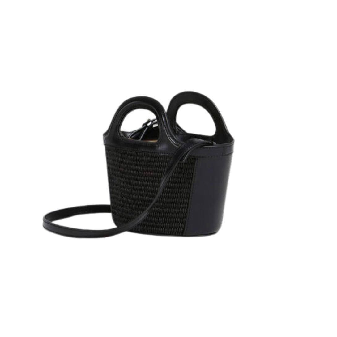 MARNI TROPICALIA MICRO BAG IN LEATHER AND RAFFIA EFFECT FABRIC - Image 4