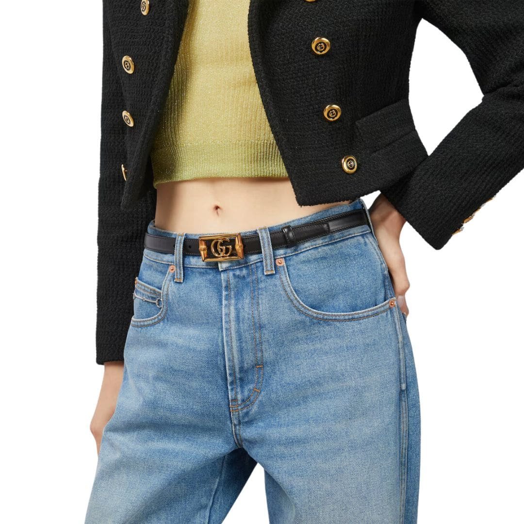 GUCCI BELT WITH DOUBLE G BUCKLE AND BAMBOO - Image 3