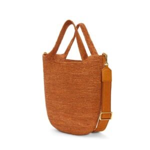 LOEWE MINI SLIT BAG IN RAFFIA AND CALFSKIN