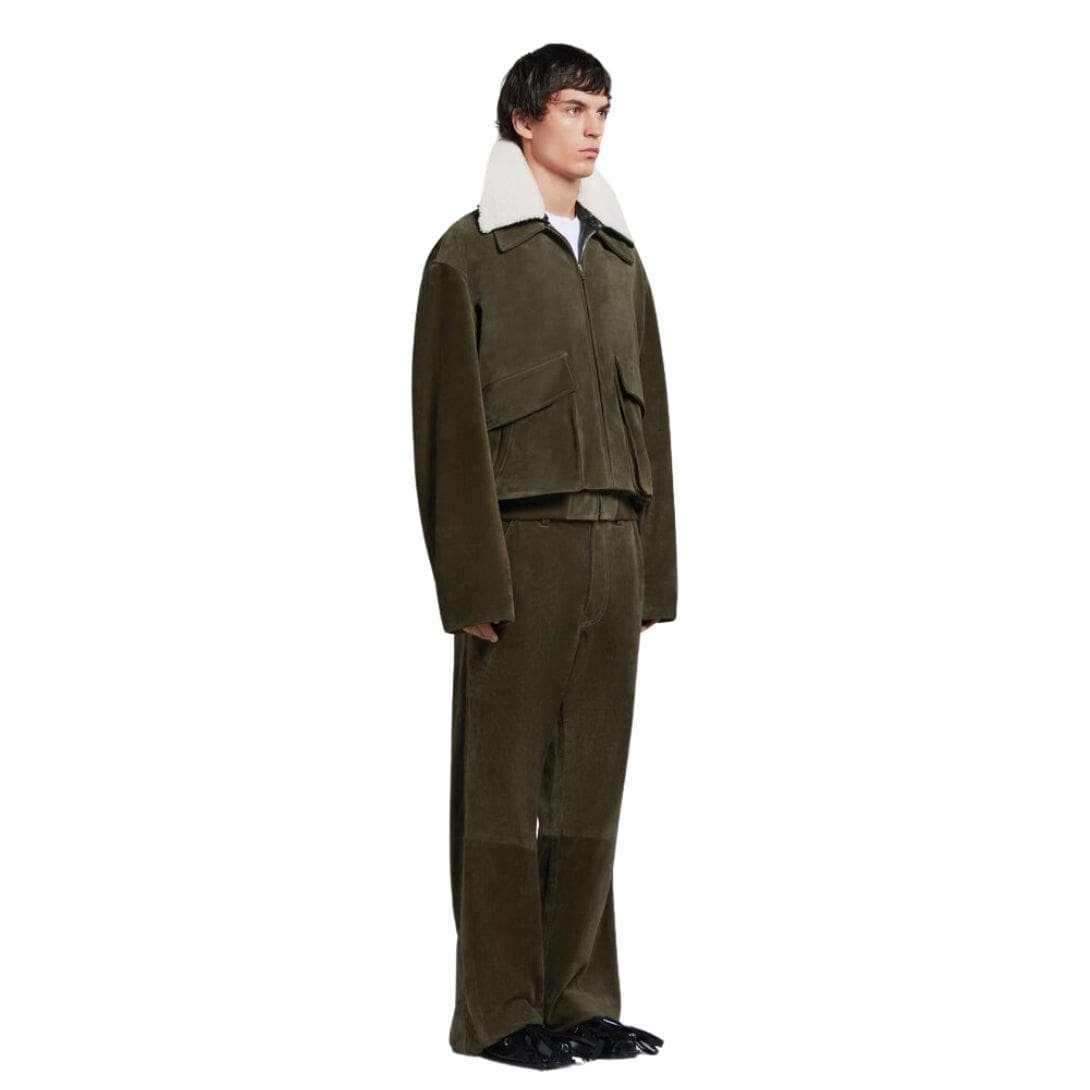 MARNI GREEN SUEDE JACKET WITH SHEARLING COLLAR - Image 3